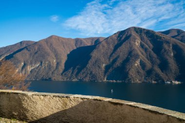 Güzel lake Lugano görünümünden kilise San Giorgio Castagnola, S