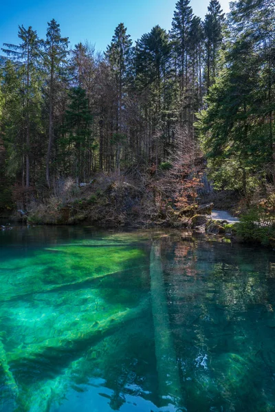 Lago Azul, Blausee, em Bernese Oberland, Suíça — Fotografia de Stock