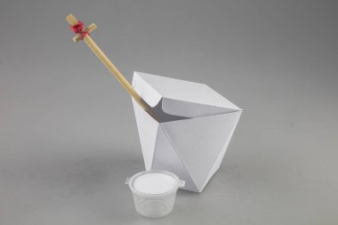 Mok-up kutuları yemek Wok çubuk şeklinde kulplu