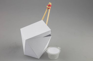 Mok-up kutuları yemek Wok çubuk şeklinde kulplu