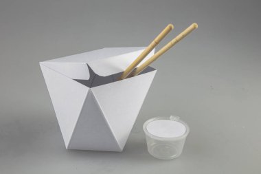 Mok-up kutuları yemek Wok çubuk şeklinde kulplu