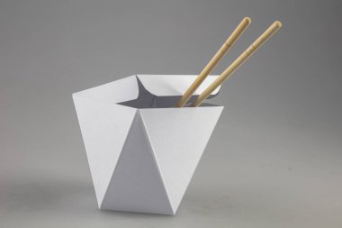 Mok-up kutuları yemek Wok çubuk şeklinde kulplu