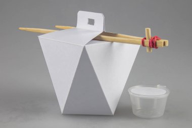 Mok-up kutuları yemek Wok çubuk şeklinde kulplu