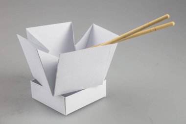 Mok-up kutuları yemek Wok çubuk şeklinde kulplu