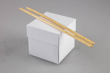 Mok-up kutuları yemek Wok çubuk şeklinde kulplu