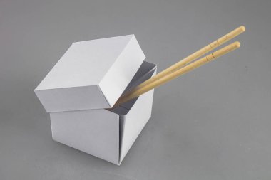 Mok-up kutuları yemek Wok çubuk şeklinde kulplu