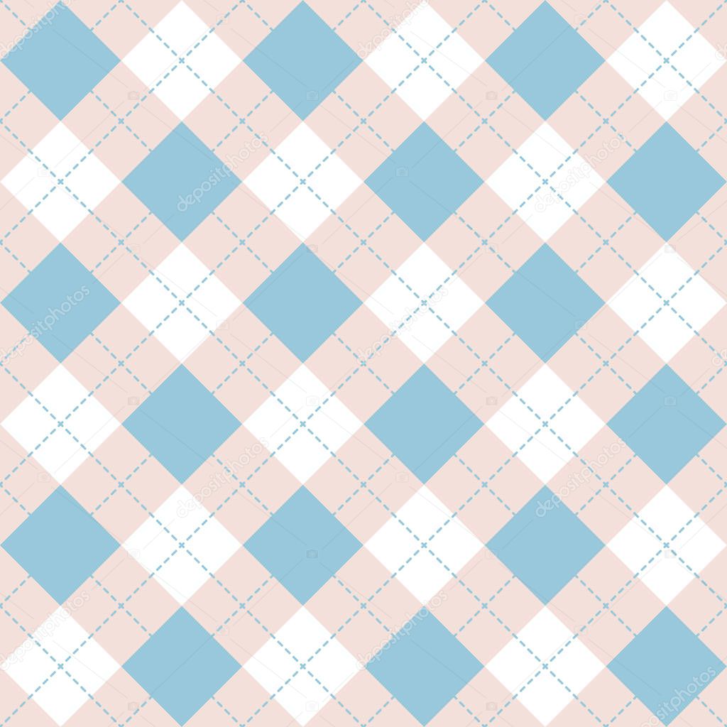 Seamless argyle plaid blue pattern. Diamond check