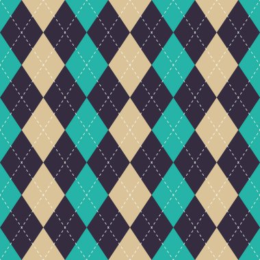 Sorunsuz argyle mavi ekose deseni. Elmas onay