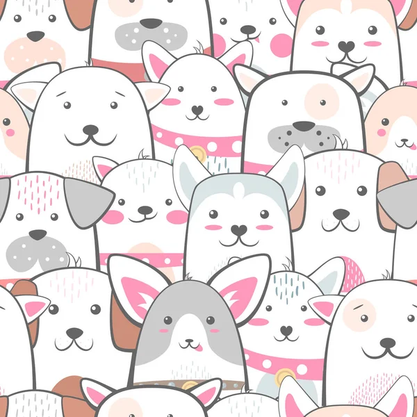 Animales, perro - lindo, patrón divertido . — Vector de stock