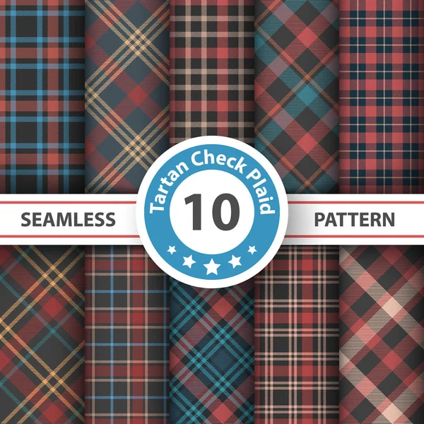 Classic tartan, Merry Christmas seamless patterns. — Stock Vector