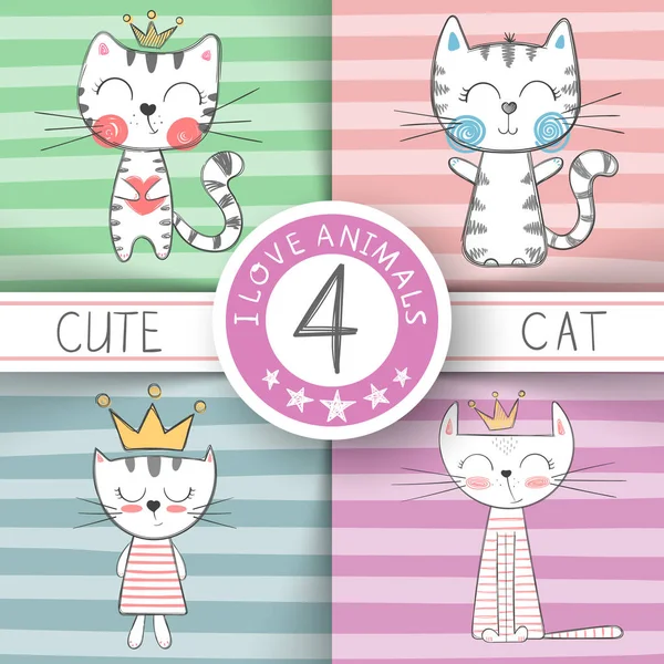 Petite princesse mignonne - personnages de chat — Image vectorielle