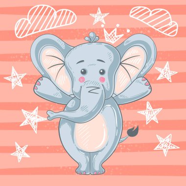 Şirin, gülünç illüstrasyon - çizgi film karakterleri.