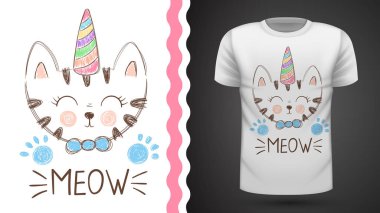 Şirin kedi - yazdırma t-shirt için fikir.