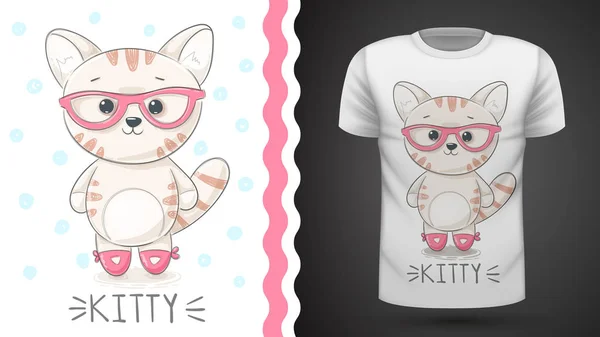 Bastante kittty idea para imprimir camiseta — Vector de stock