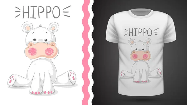 Lindo hipopótamo - idea para imprimir camiseta — Foto de Stock