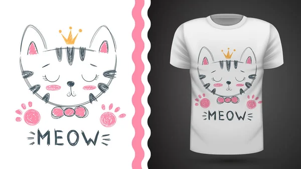 Lindo gato - idea para imprimir camiseta . — Vector de stock