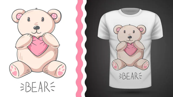 Lindo oso - idea para imprimir camiseta . — Vector de stock