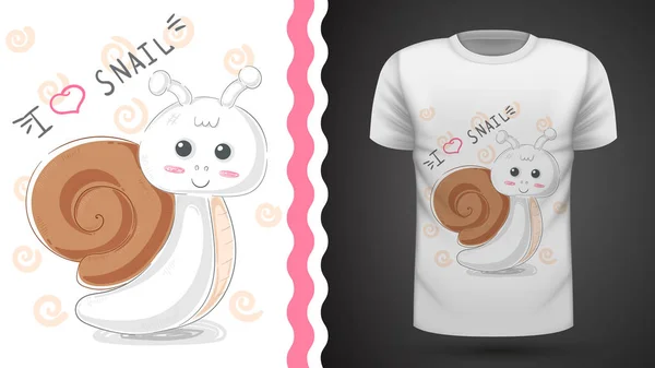 Cute snail - idea for print t-shirt — Stockový vektor