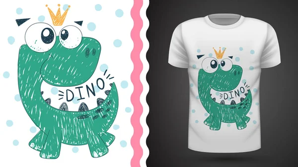 Cute Princess dinosaurus-idee voor print t-shirt. — Stockvector