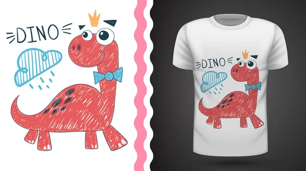 Cute Princess dinosaurus-idee voor print t-shirt. — Stockvector