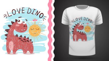 Dino ve güneş - baskı t-shirt için fikir.