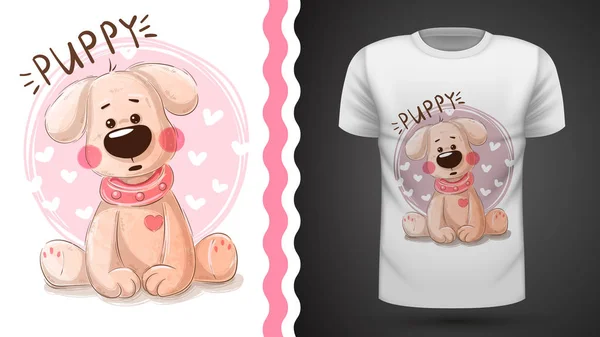 Cute puppy - idea for print t-shirt — Stock Vector