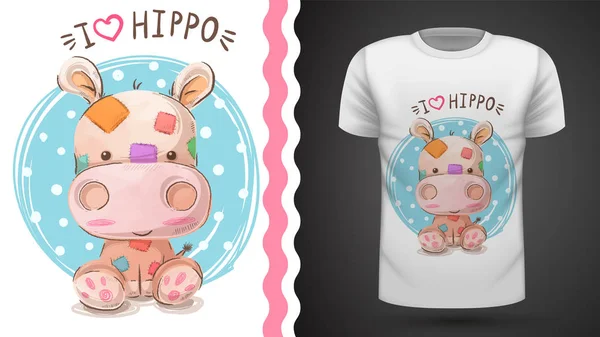 Hipopótamo, hipopótamo - idea para imprimir camiseta — Vector de stock