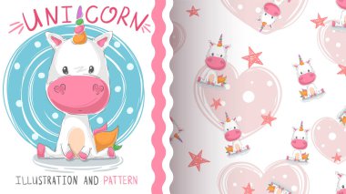 Sevimli oyuncak tek boynuzlu at - dikişsiz desen