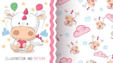 Sevimli dino, dinozor - dikişsiz desen