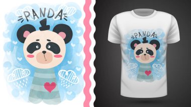 Sevimli suluboya panda - baskı t-shirt için fikir