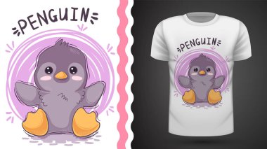 Sevimli penguen- baskı t-shirt için fikir.