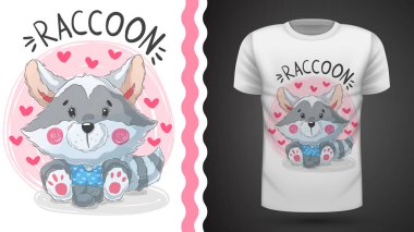 Sevimli oyuncak rakun - baskı t-shirt için fikir.