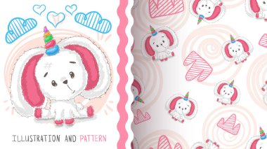 Tavşan, oyuncak tek boynuzlu at - dikişsiz desen.