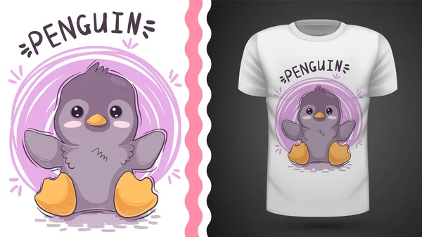 Lindo pingüino-idea para imprimir camiseta . — Vector de stock