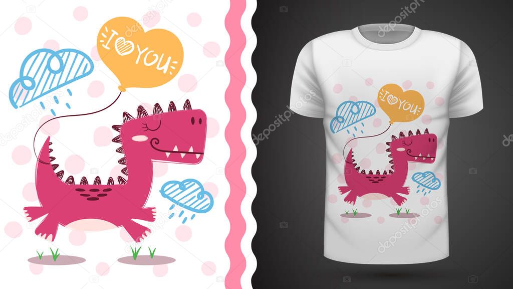 Cute dino - idea for print t-shirt.
