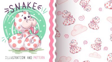 Sevimli oyuncak yılan - dikişsiz desen