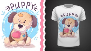 Kalpli köpek yavrusu - baskı t-shirt için fikir