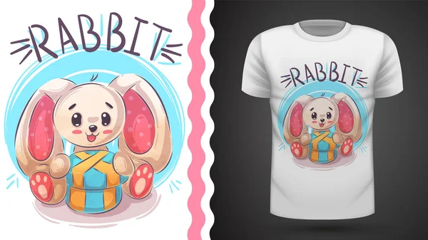 Feliz conejo de Pascua - idea para la camiseta de impresión — Vector de stock