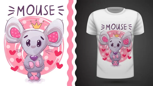 Linda princesa ratón - idea para imprimir camiseta — Vector de stock