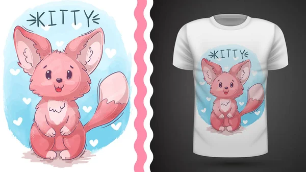 Gato, gatito, zorro - idea para imprimir camiseta — Vector de stock