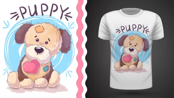 Kalpli köpek yavrusu - baskı t-shirt için fikir