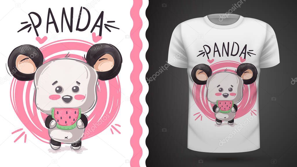 Cute panda, bear - idea for print t-shirt
