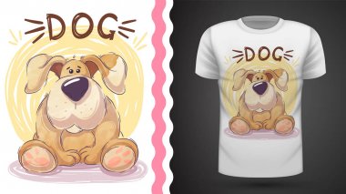 Sevimli büyük köpek - baskı t-shirt için fikir