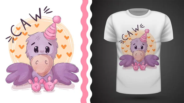 Bonito cuervo de peluche - idea para camiseta estampada — Vector de stock