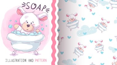 Sevimli ayı yıkama - dikişsiz desen