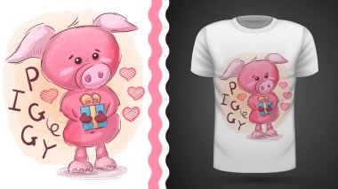 Pembe piggy - baskı t-shirt için fikir