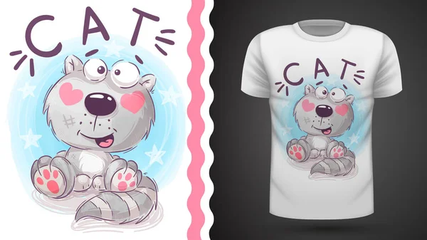 Gato bonito - idea para la camiseta de impresión — Vector de stock