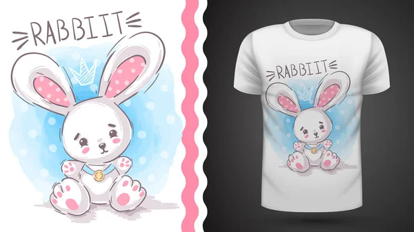 Conejo de peluche - idea para camiseta estampada — Vector de stock