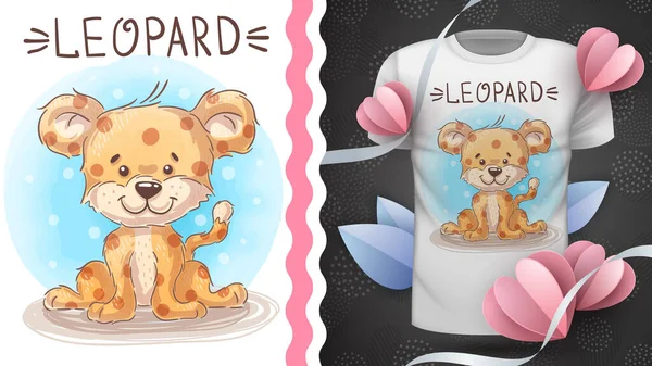 Cte bebé leopardo - idea para imprimir camiseta — Vector de stock