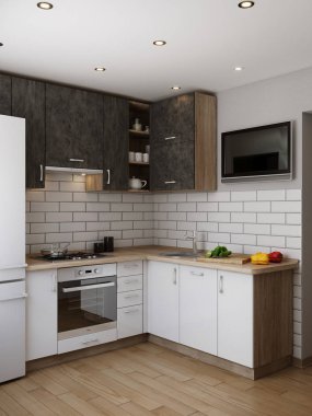 İç mekanda yeni modern mutfak